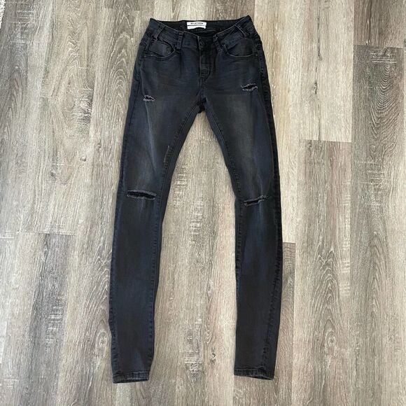 One Teaspoon Mid Waist Hoodlums Fitted Bow Leg Jeans - Size: 28 - Picture 11 of 11